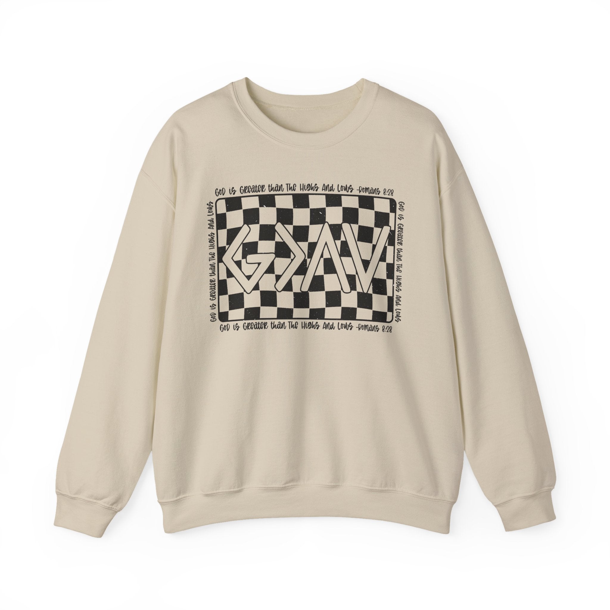 Checkered GOD IS GREATER Graphic SWEATSHIRT