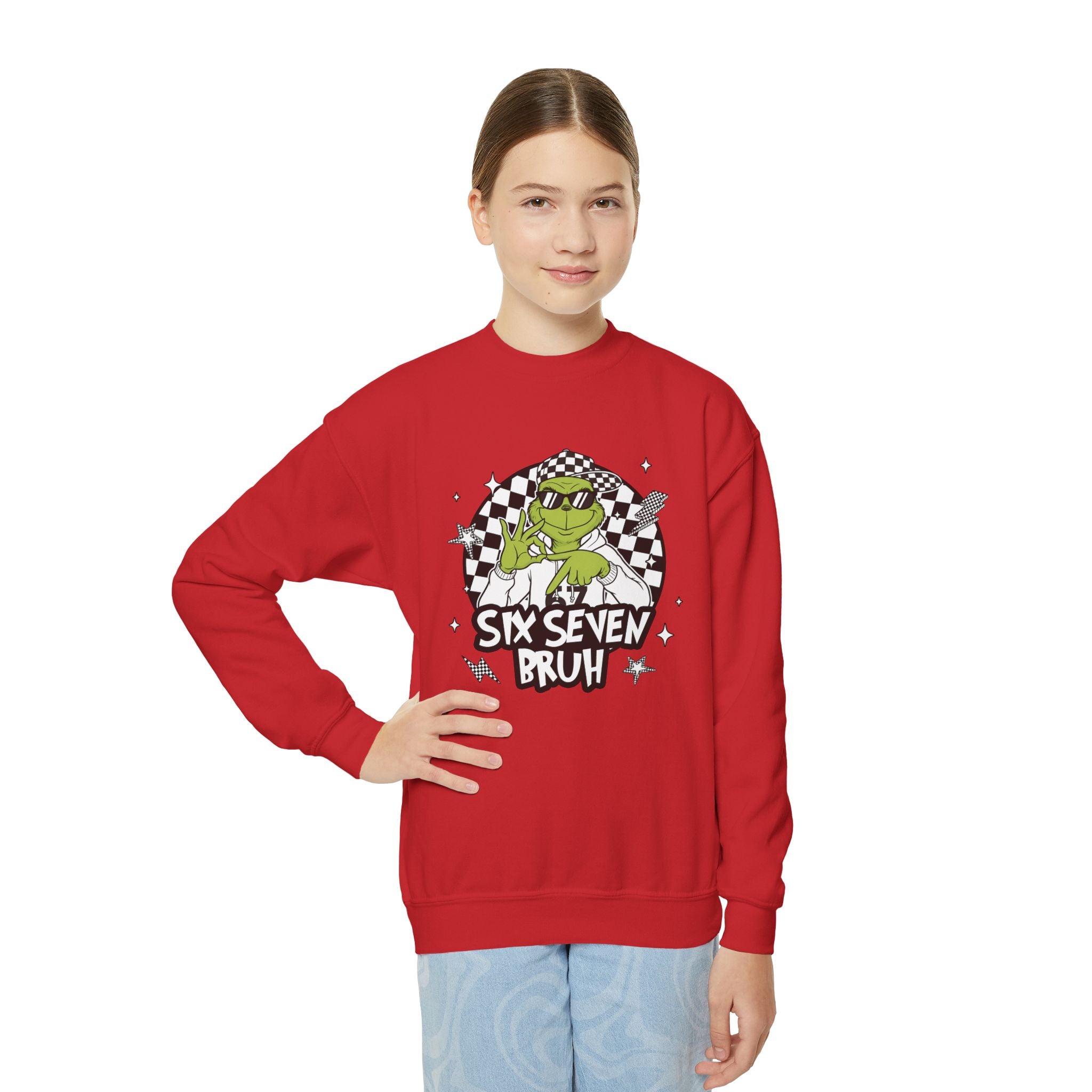 Grinch 6-7 Bruh Youth Crewneck Sweatshirt