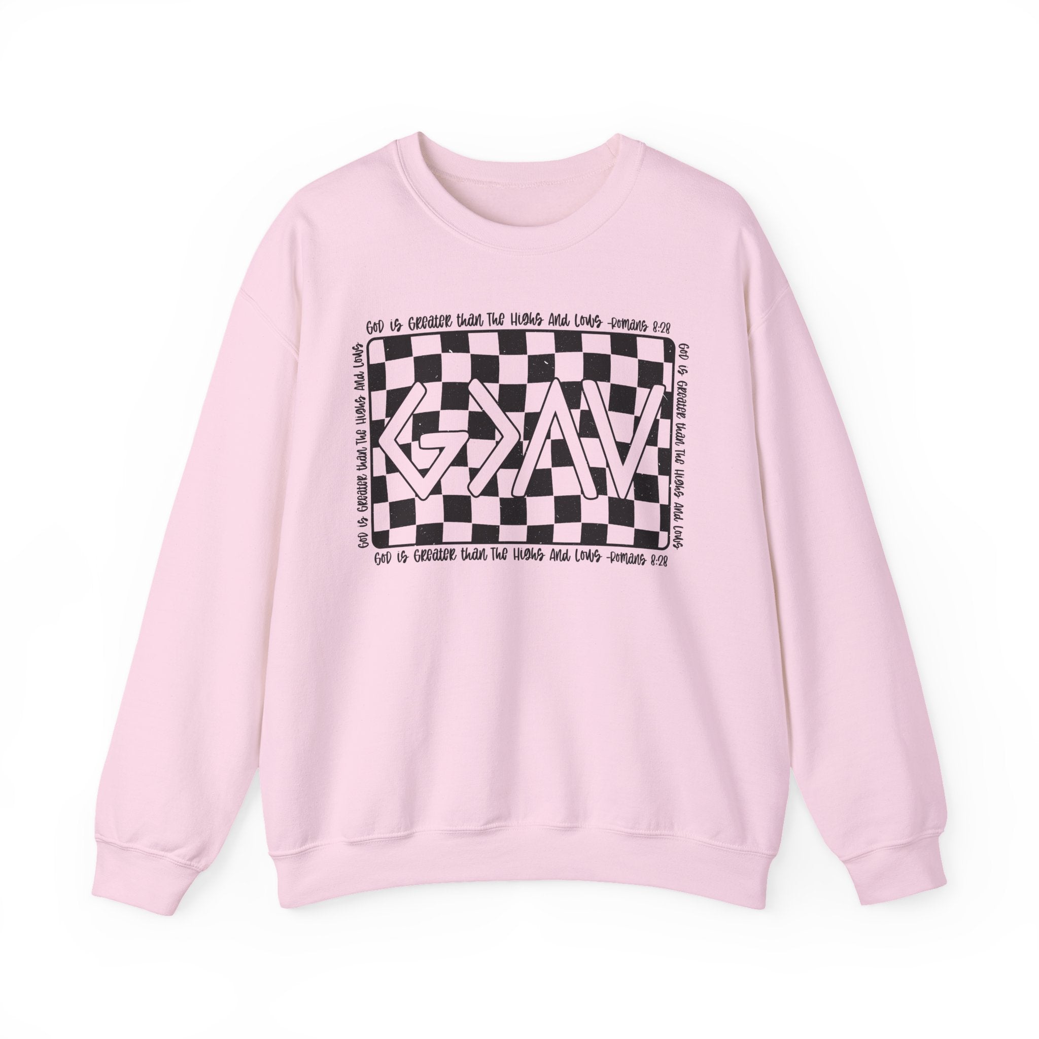Checkered GOD IS GREATER Graphic SWEATSHIRT