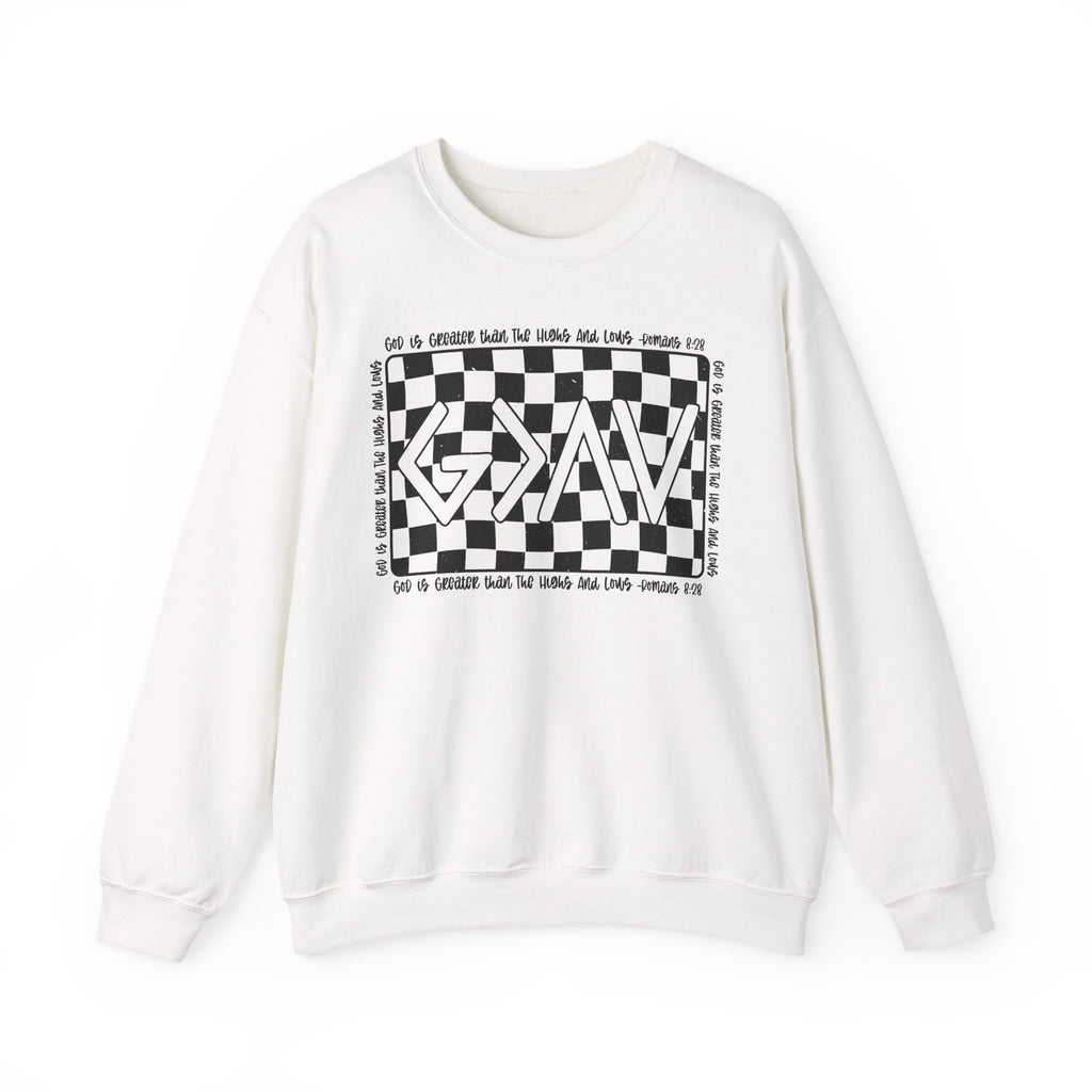 Checkered GOD IS GREATER Graphic SWEATSHIRT
