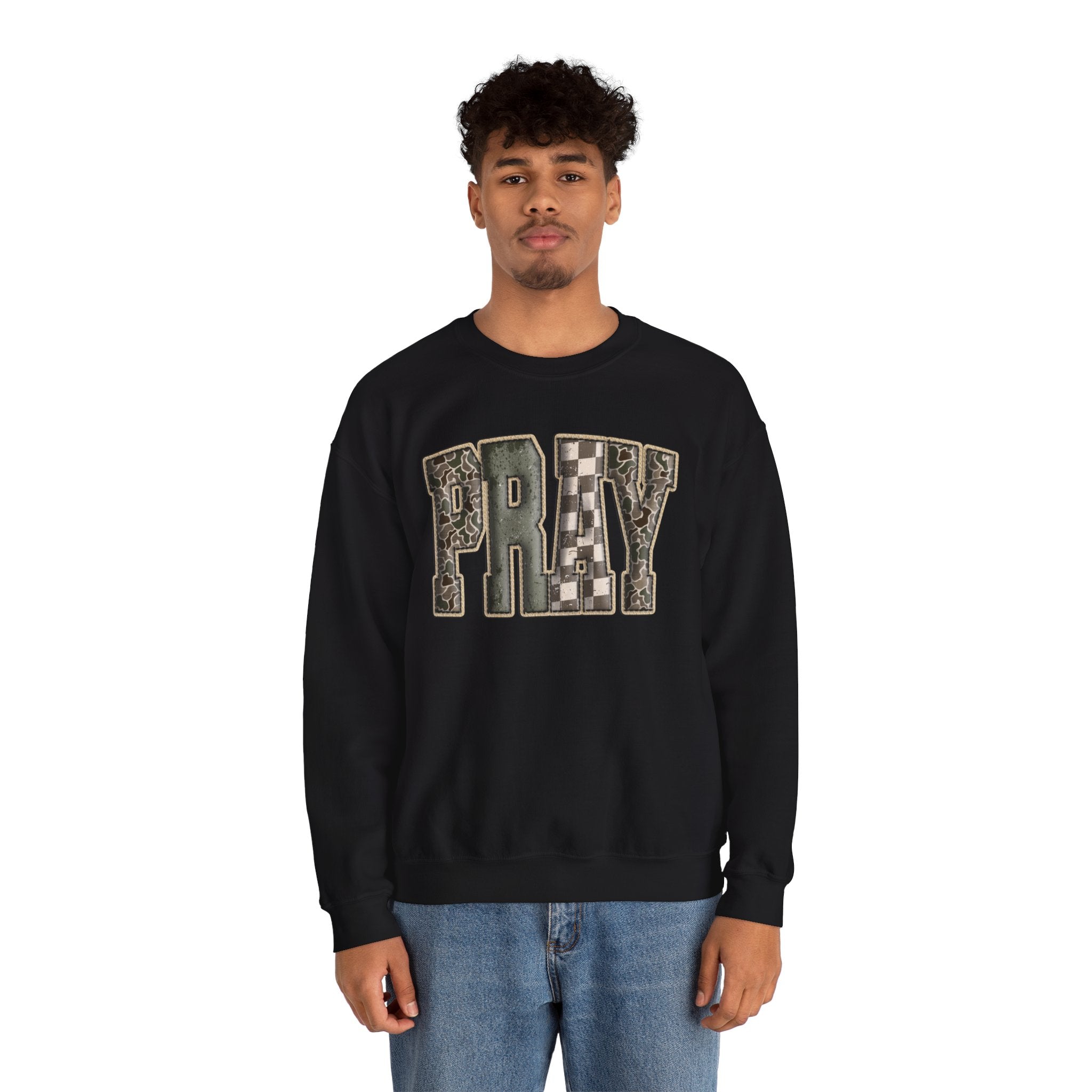 Pray--Vintage Patchwork Lettering SWEATSHIRT