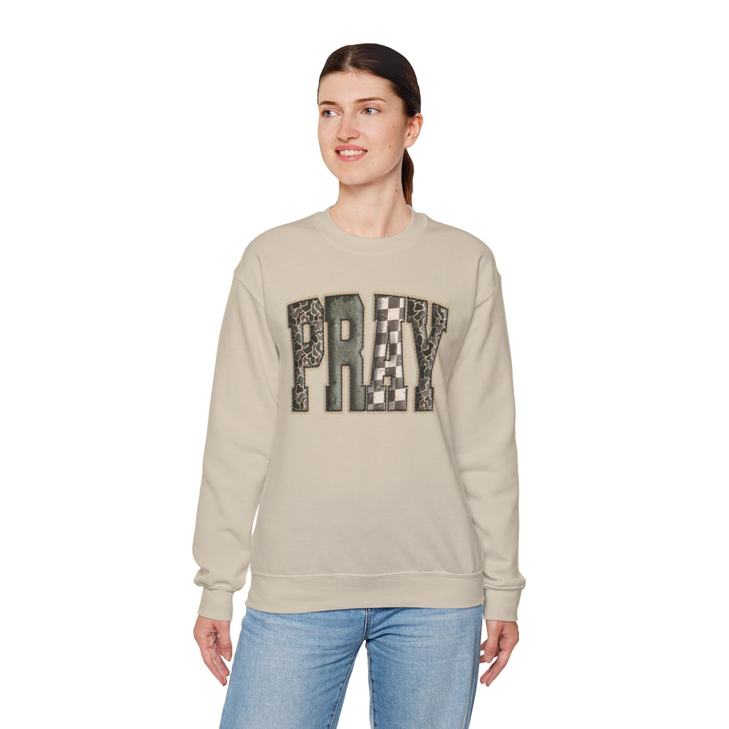 Pray--Vintage Patchwork Lettering SWEATSHIRT