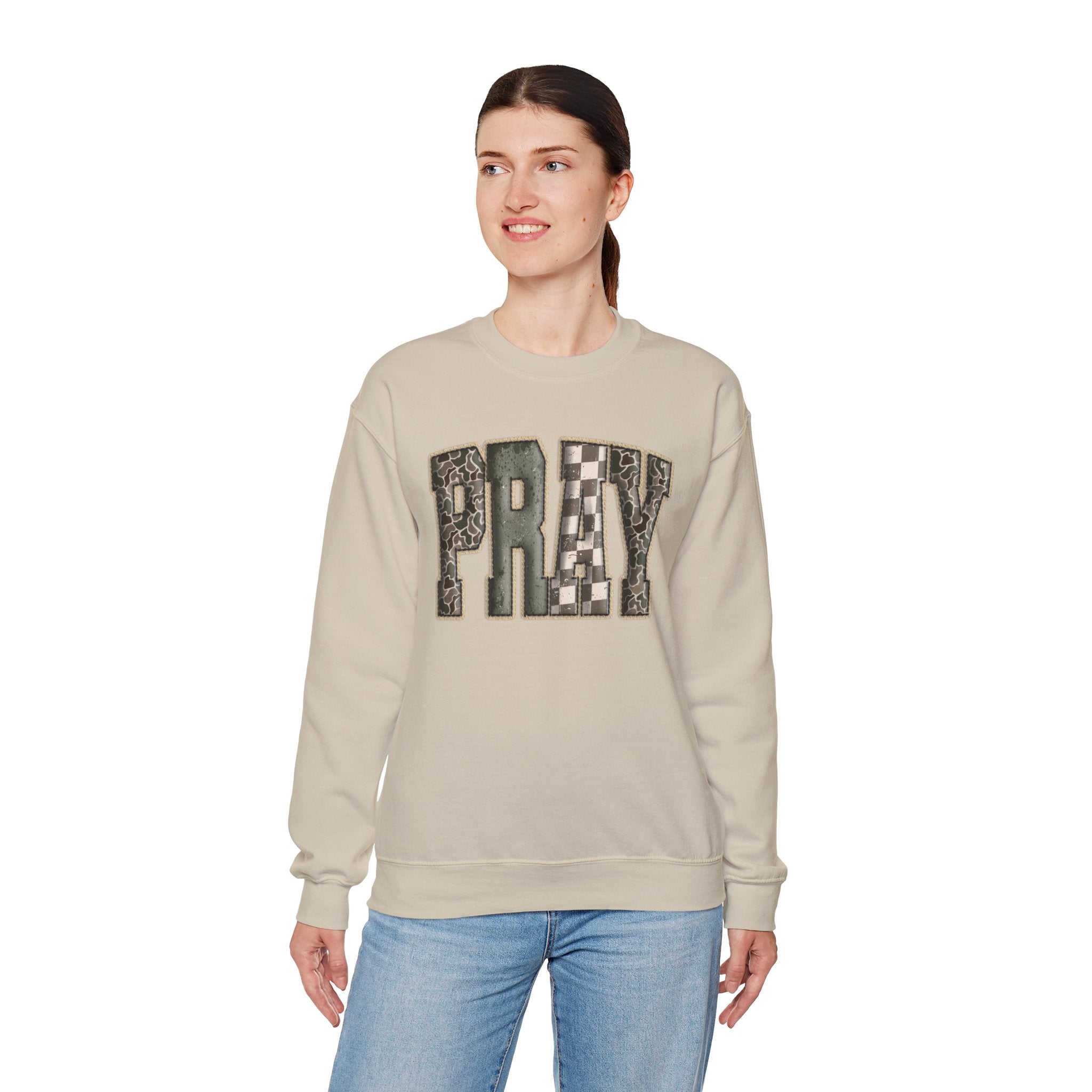 Pray--Vintage Patchwork Lettering SWEATSHIRT