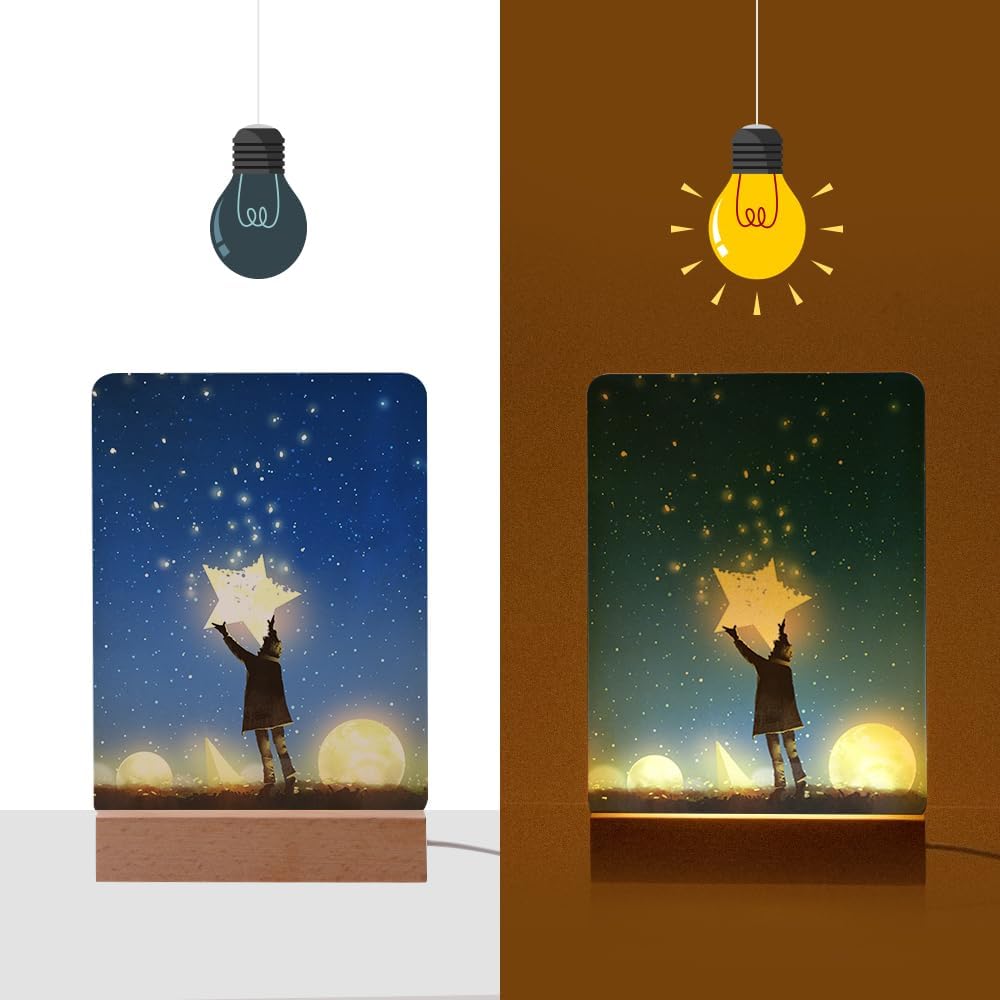 LED Acrylic Photo Frames with Wood Stand
