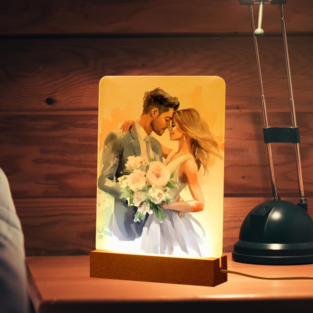 LED Acrylic Photo Frames with Wood Stand