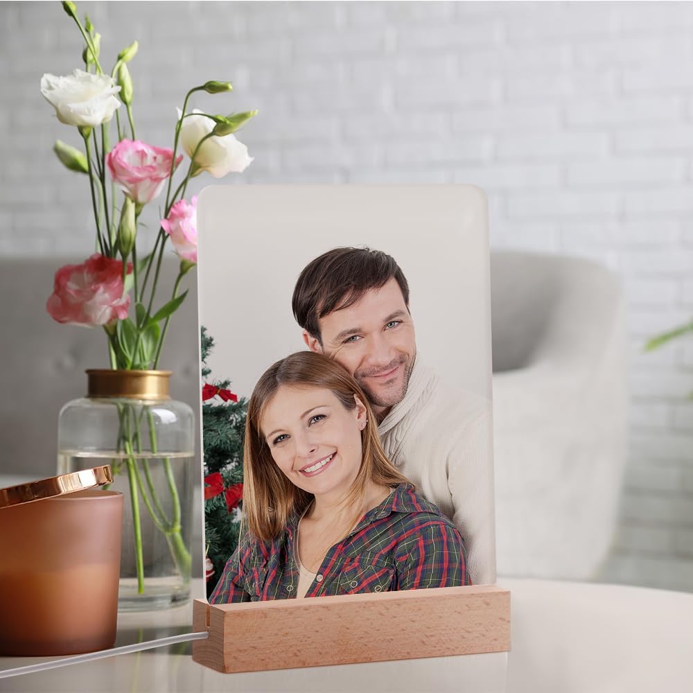 LED Acrylic Photo Frames with Wood Stand