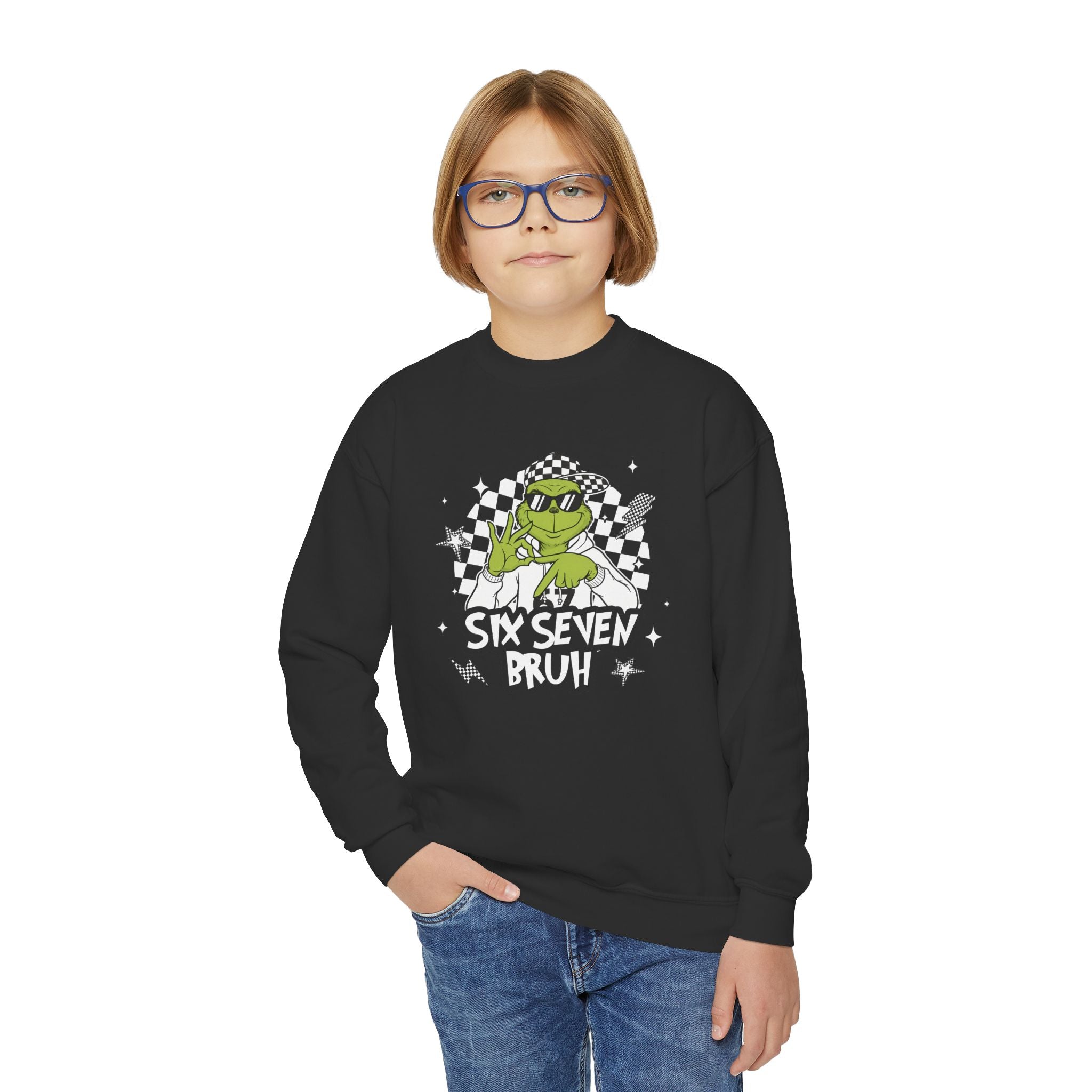 Grinch 6-7 Bruh Youth Crewneck Sweatshirt