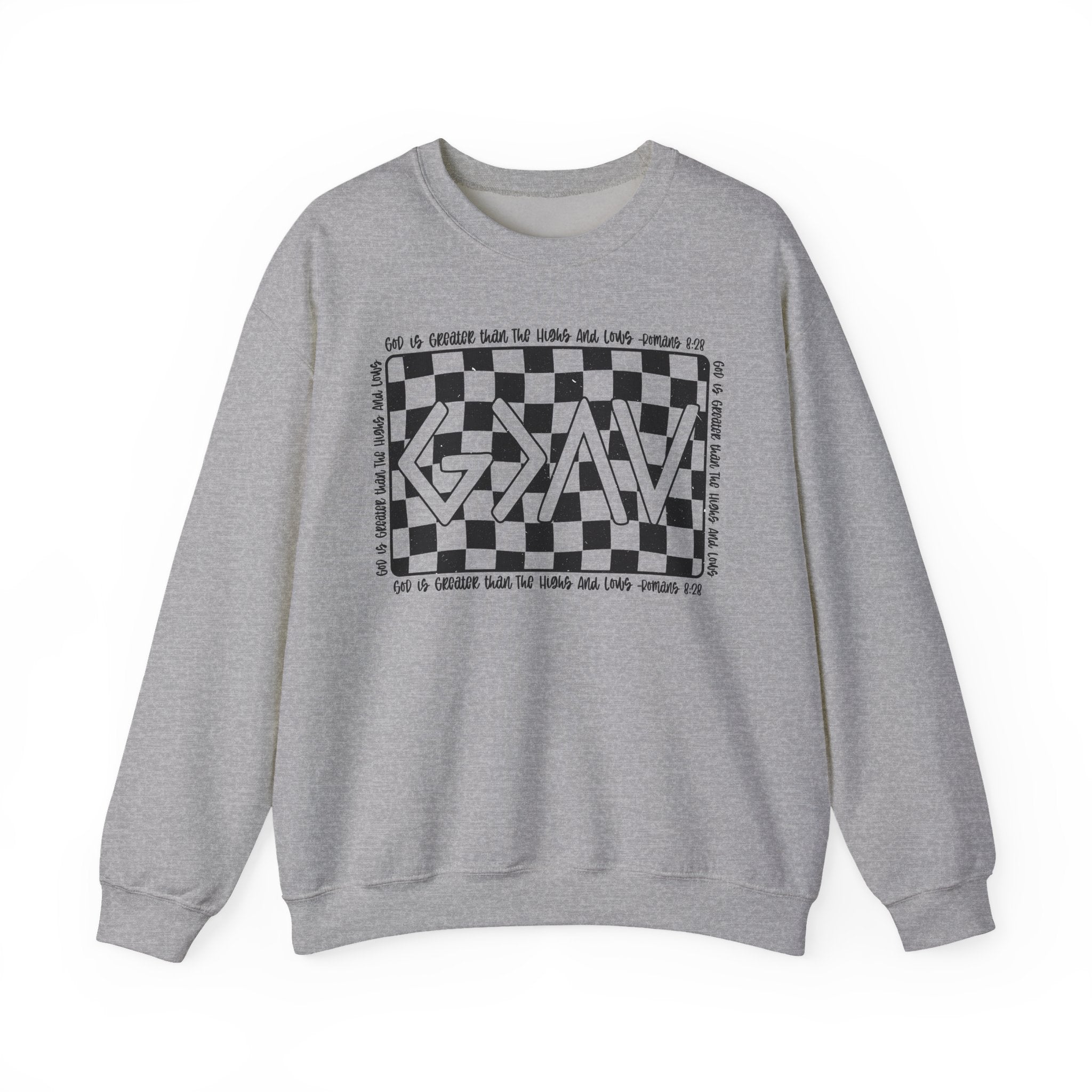 Checkered GOD IS GREATER Graphic SWEATSHIRT