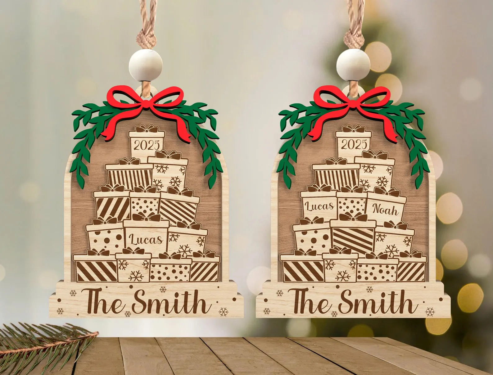 Personalized Family Gift Stack Ornament