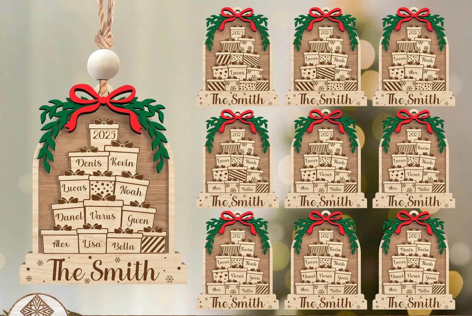 Personalized Family Gift Stack Ornament