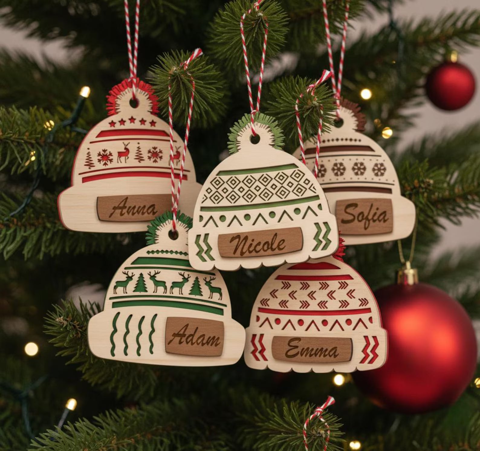 Christmas beanie hat ornaments