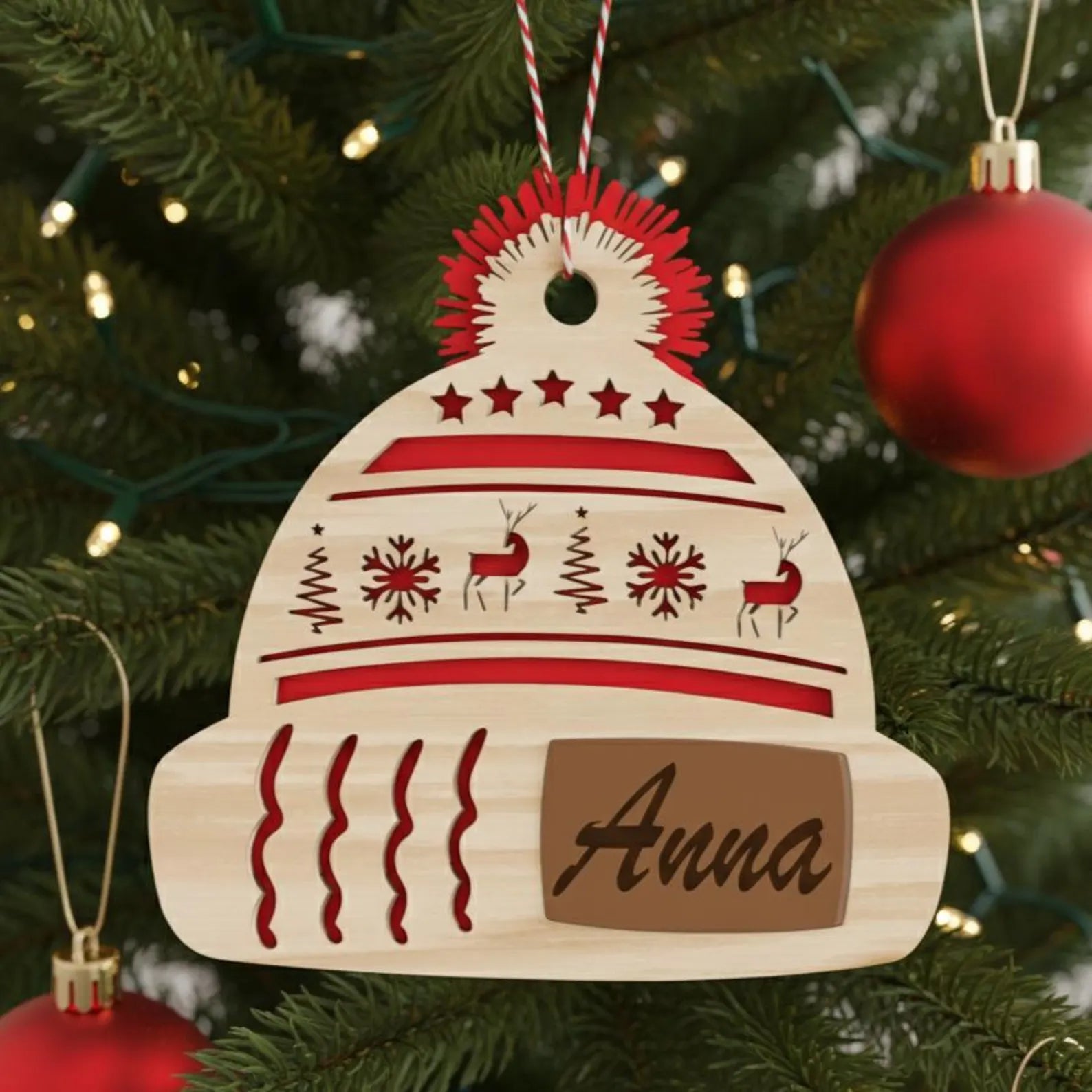 Christmas beanie hat ornaments